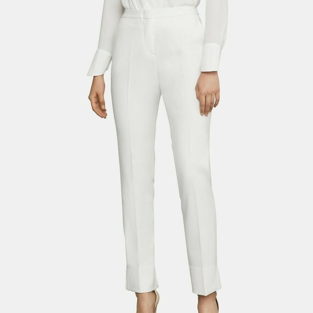 BCBG MaxAzria Straight-Leg Dress White Pants Off-White Elegant Trousers